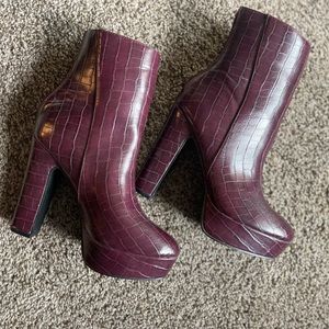 Maroon Chunky Boots
